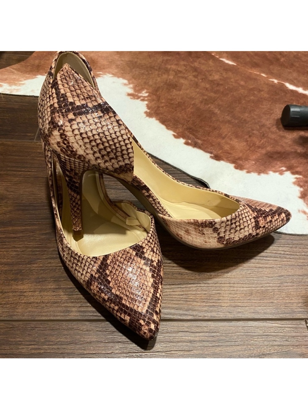 Jessica Simpson Brown Snake-Print Pointed Toe Stiletto Heels
